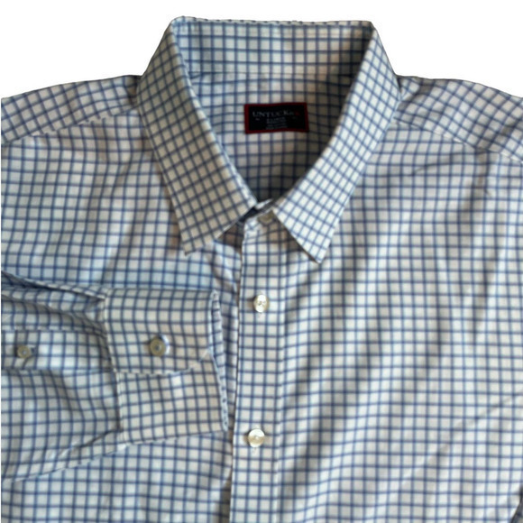 UNTUCKit Delaney Wrinkle Free Button Front Shirt Blue White Size XL - Picture 7 of 7
